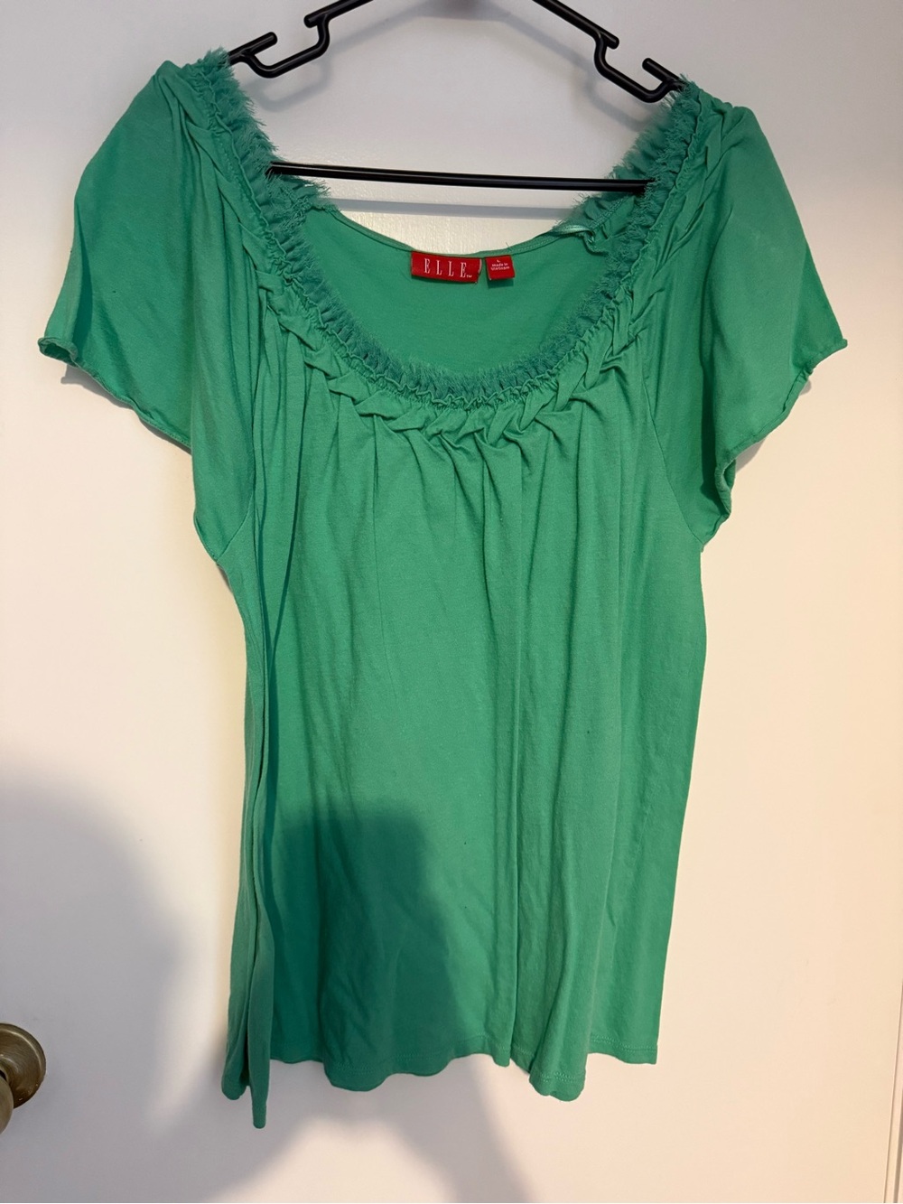 ELLE Green Ruffle Scoop-Neck Women's Top large